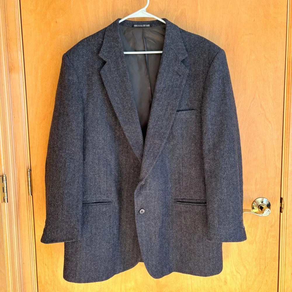 Townscraft Mens Blazer Sport Coat Herringbone Wool Blend Dark‎ Gray Classic Fit